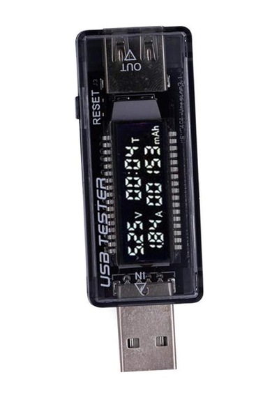 Hellery Usb Metre Gerilim Akım Pil Voltmetre Ampermetre, 3'ü 1 Arada Siyah