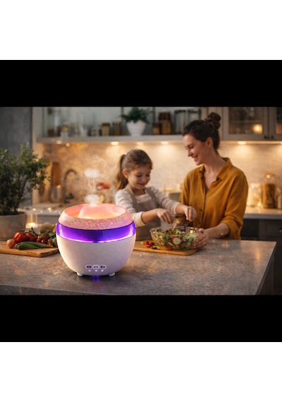 Led Işıklı Hava Nemlendirici Ve Ultrasonik Aroma Difüzör Sessiz Çalışma & Zamanlayıcı