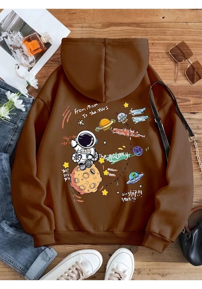 Altamira Kadın Galaxy Sırt Baskılı Oversize Sweatshirt 001