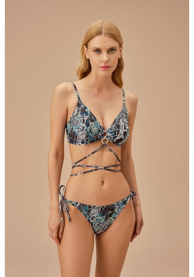 Suwen Green Snake İnce Bağcıklı Bikini Alt Sb259911322d1322 Yeşil Yılan Desenli