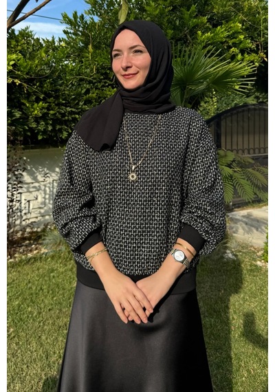 Rabia Şamlı Tüvit Sweat Beyaz Çizgili Normal