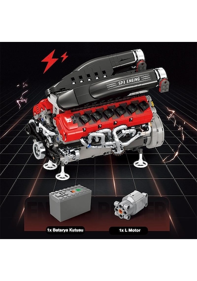 Reobrix Technic 33016 Ferrari Daytone Sp3 Motor Bataryalı&motorlu Yaratıcı Yapı Blok Seti Building Blocks - 1240 Parça