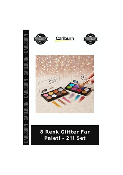Özel Üretim Simli Parlak Makyaj Göz Palet 8 Renk Glitter Far Paleti - 2'li Set Diğer