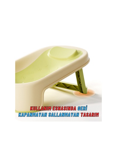 Katlanabilir Silikon Bebek Besleme Ve Yıkama Banyo Oturağı Alt Değiştirme Sehpası Yeşil