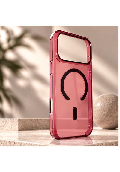 Premium Tpu Şeffaf Bordo Kılıf İphone 18 Pro Max İle Uyumlu Magsafe