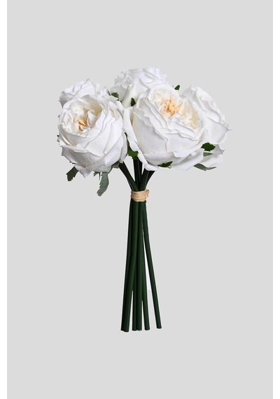 Beyaz Yapay Lüx Şakayık Çiçeği Buketi 6 Dallı Premium Canlı Islak Dokulu 30 Cm