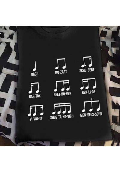 Herşey Nota Ünlü Besteciler Unisex Tshirt 001