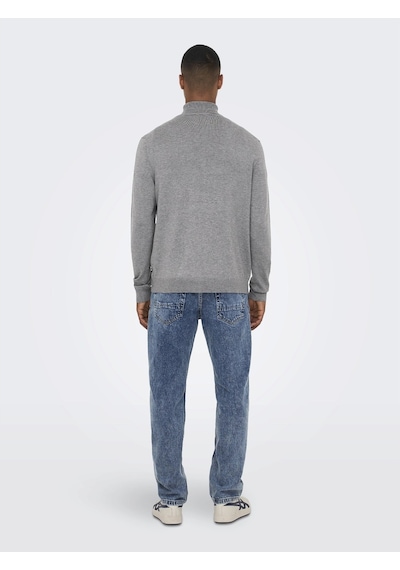 Only & Sons Erkek Mevsimlik Boğazlı Kazak - 22020879 Gri