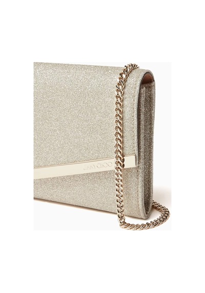 Jimmy Choo Simli Kumaştan Emmie Clutch Çanta, Işıltılı & Zarif El Çantası Altın