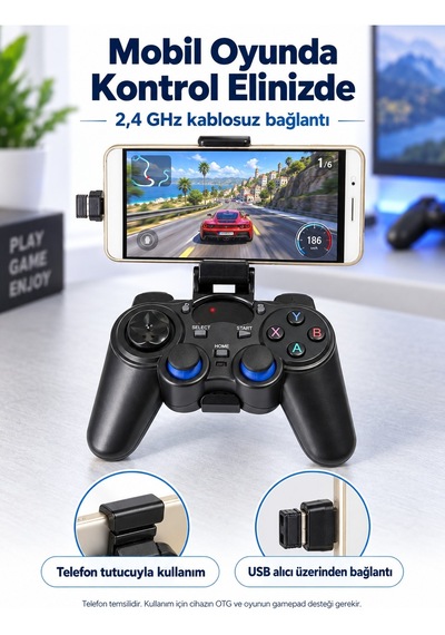 Luve Store 2.4 Ghz Kablosuz Oyun Kolu Gamepad Android Telefon Pc Tv Box Ps3 Uyumlu