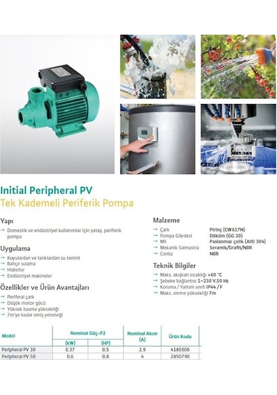 Wilo Pv 30 Periferik Pompa - 0.5 Hp