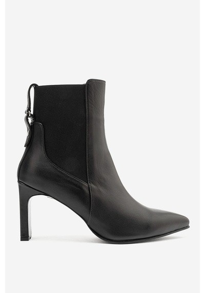 Ataköy Ayakkabı Kadın Hakiki Deri Lastikli Sivri Burun Topuklu Bot - Efe4060-sıyah Siyah