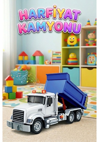 Sesli Işıklı Pilli Damperli İş Makinası Oyuncak Harfiyat Kamyonu