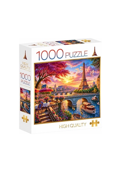 Paris'te Akşamüstü 1000 Parça Puzzle Eyfel Kulesi Manzaralı Yüksek Baskı Kaliteli 48 X 68 Cm Puzzle
