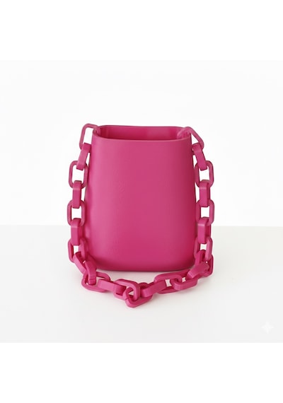 Mottopi Zincirli Dikey Çanta,el Ve Omuz Çantası,3d Baskı Çanta Pembe