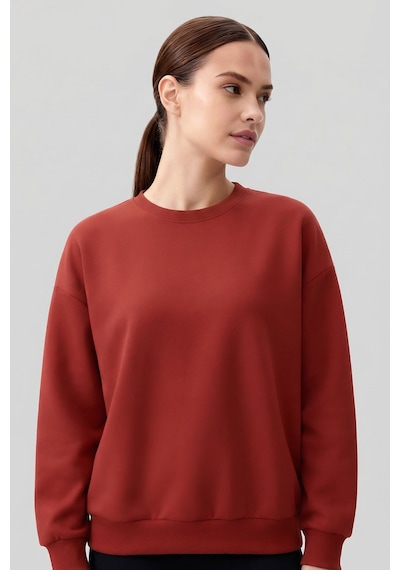 Fiesta Basic O Yaka Oversize Kadın Sweatshirt - 97053 Kırmızı