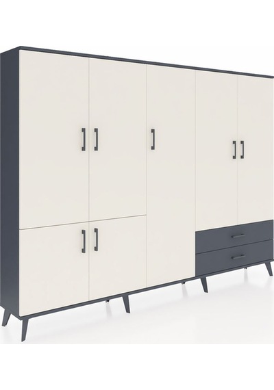 Arges Dolap 12 Raflı 2 Çekmeceli 7 Kapaklı 220x30x163 Antrasit-ay Antrasit-aytaşı/antrasit Arges Dolap 12 Raflı 2 Çekmeceli 7 Kapaklı 220x30x163 Antrasit-ay Antrasit-aytaşı/antrasit