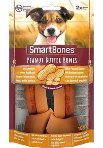 Smartbones Tavuklu Fıstık Ezmeli Medium Düğüm Kemik Köpek Ödülü 2'li 158 G