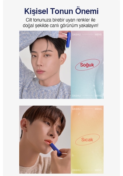 Renk Değiştiren, Hyalüronik Asitli Nemlendirici Balm Dashu Mens Color Change Lip Balm Cool Red