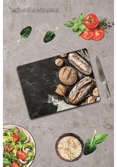 Buğdaylı Ekmek Cam Kesme Tahtası - Cam Kesme Tablası 30 Cm X 4