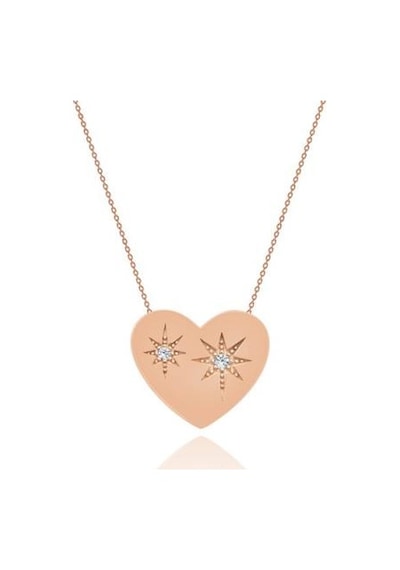 Diamond Line-Gülaylar - Pembe Altın 14 Ayar Kalp Kolye 346125040