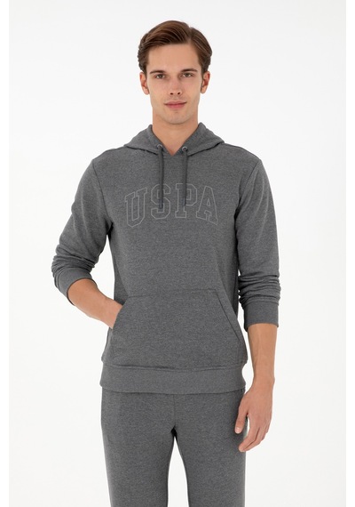 U.S. Polo Assn. Erkek Regular Fit Kapüşonlu Antrasit Melanj Basic Sweatshirt 50295175-VR081