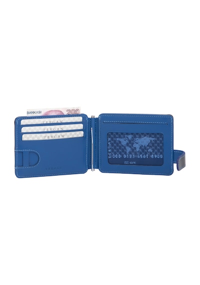Tergan Siyah-Saks Deri Unisex Kredi Kartlık 01637K1B