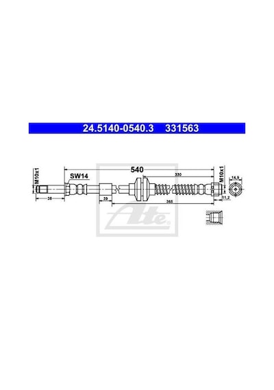 Ate 24514005403 Fren Hortumu Ön 586 Mm Vw Amarok 2.0 Tdı 3.0 Tdı 2010