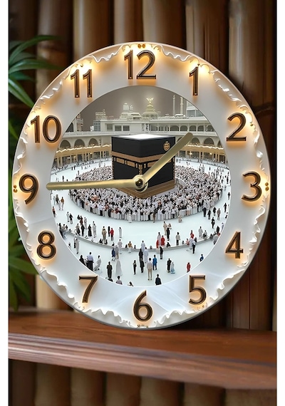 Kâbe Manzaralı 3d Görünümlü Mdf Duvar Saati 33 Cm Sdw92 Renkli