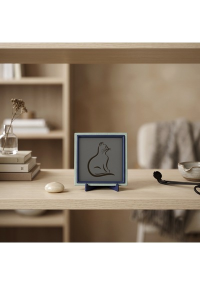 Modern Kedi Silüetli Butik Obje, Sevdikleriniz İçin Prestijli Ve Şık Bir Hediye 10x10 Cm