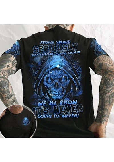 Noıssey Kırmızı Etiket Gala Erkek T-shirt Vintage Metal Kafatası T-shirt Mod96 17339 Siyah