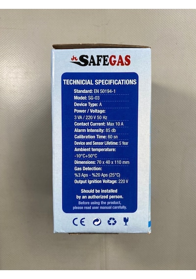 Safegas Doğalgaz Ve Lpg Gaz Alarm Cihazı Ve Dedektörü Sf-03