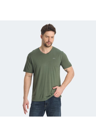 Slazenger KRAKKER Erkek V Yaka Haki Tişört