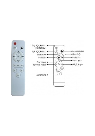 Balkon Tavan Vantilatörü Led Işıklı E27 Duy Uyumlu Fan 40w Uzaktan Kumandalı