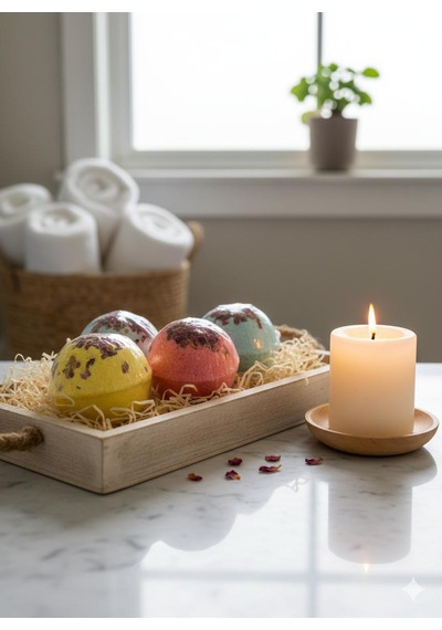 Köpüren Banyo Topu, Nem Bombası Skin Care , Jakuzi & Küvet Kullanımı İçin 80 Gr, 4'lü Okyanus - Yasemin