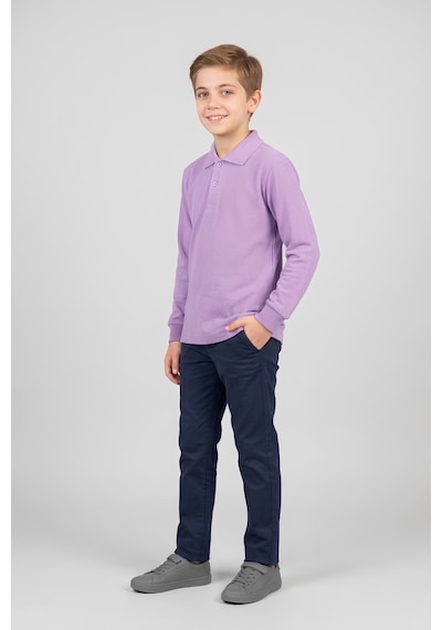Modanino Erkek Çocuk %100 Pamuk Ve Okul Tarz T-shirt 6-16 Yaş 12798mrt Lila