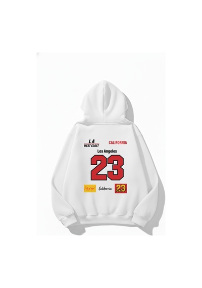 Uyguntarz Unisex Yumuşak Dokulu Kalbin İzi Baskılı Tasarım Oversize 3 İplik Hoodie Sweatshirt beyaz