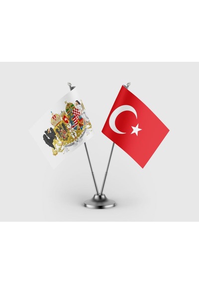 Avusturya Macaristan İmparatorluğu Ve Türkiye Bayrağı İkili Saten Masa Bayrağı Takımı Diğer