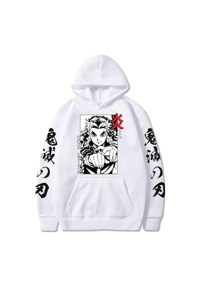 Tarzsokak Anime Demon Slayer Rengoku Hoodie Mod43 14670 Beyaz