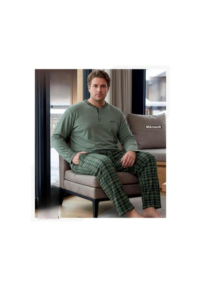 Pijamoni Pjm Erkek Battal Beden Mikrosoft Düğmeli Yaka Kışlık Pijama Takımı 6415/2 - 1 Adet Haki Pijamoni Pjm Erkek Battal Beden Mikrosoft Düğmeli Yaka Kışlık Pijama Takımı 6415/2 - 1 Adet Haki