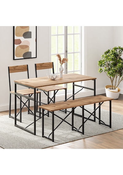 Mutfak Masası Bench Bank 120x60 Masa Set 2 Adet Sandalye Yemek
