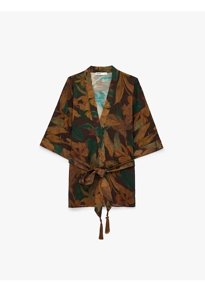 Koton Koton X Melis Ağazat - Püsküllü Kuşak Detaylı Floral Desenli Kimono Kahverengi Desenli 6sak50039ew Koton Koton X Melis Ağazat - Püsküllü Kuşak Detaylı Floral Desenli Kimono Kahverengi Desenli 6sak50039ew
