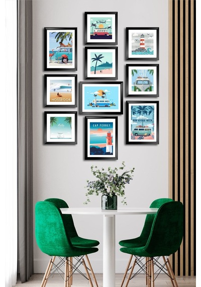 10 Parçalı Çerçeve Görünümlü Mdf Tablo Seti Flm140 Çok Renkli - 713604646 Çok Renkli