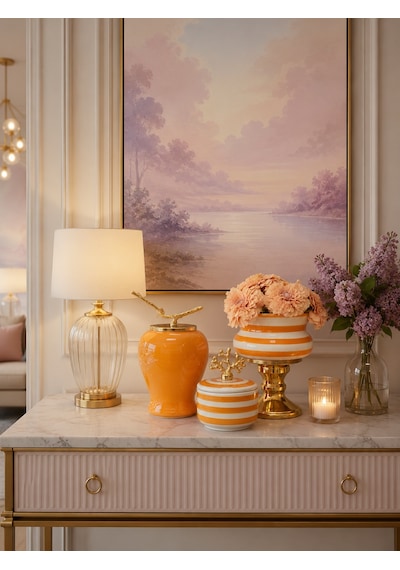Dekoratif - Salon Seti Soft Sarı Zebra Gold