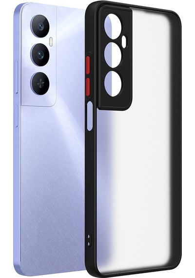 Realme C65 4g Uyumlu Kılıf Renkli Kenarlı Arkası Mat Yüzeyli Telefon Kılıfı Kapak