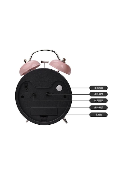 Valkyrie 16cm Büyük Boy Akar Saniyeli Alarm Çalar Saat - Nostaljik Masa Saati Pembe