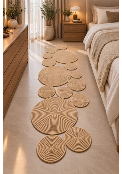 Bohem Asimetrik Jüt El Yapımı Yuvarlak Detaylı Jüt Hasır Görünümlü Dekoratif Kilim, Organik Form Modern Banyo Mutfak Koridor Halı Kilim Paspas Doğal Tasarım Bej Bej Bohem Asimetrik Jüt El Yapımı Yuvarlak Detaylı Jüt Hasır Görünümlü Dekoratif Kilim, Organik Form Modern Banyo Mutfak Koridor Halı Kilim Paspas Doğal Tasarım Bej Bej