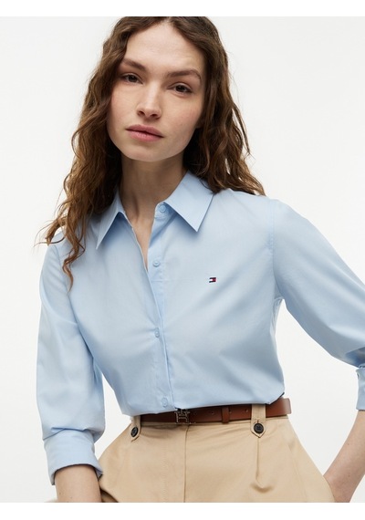 Tommy Hilfiger Ess Poplın Regular Shırt Kadın Mavi Gömlek - Ww0ww47169