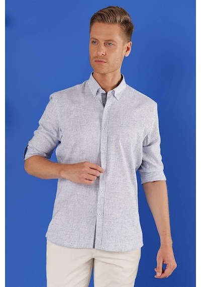 Efor G 1555 Slim Fit Koyu Mavi Klasik Gömlek Mavi