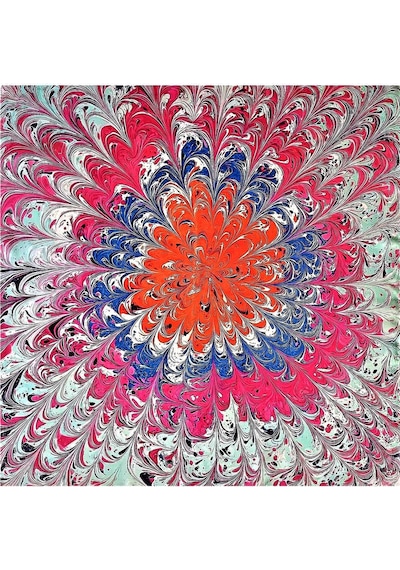 Elif Ebru Ebru Sanatı El Yapımı Özel Koleksiyon Twill İpek Eşarp Ozltıe 18 001
